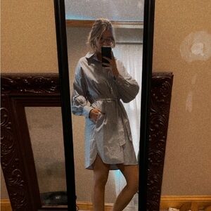 Button down pinstriped dress with tie